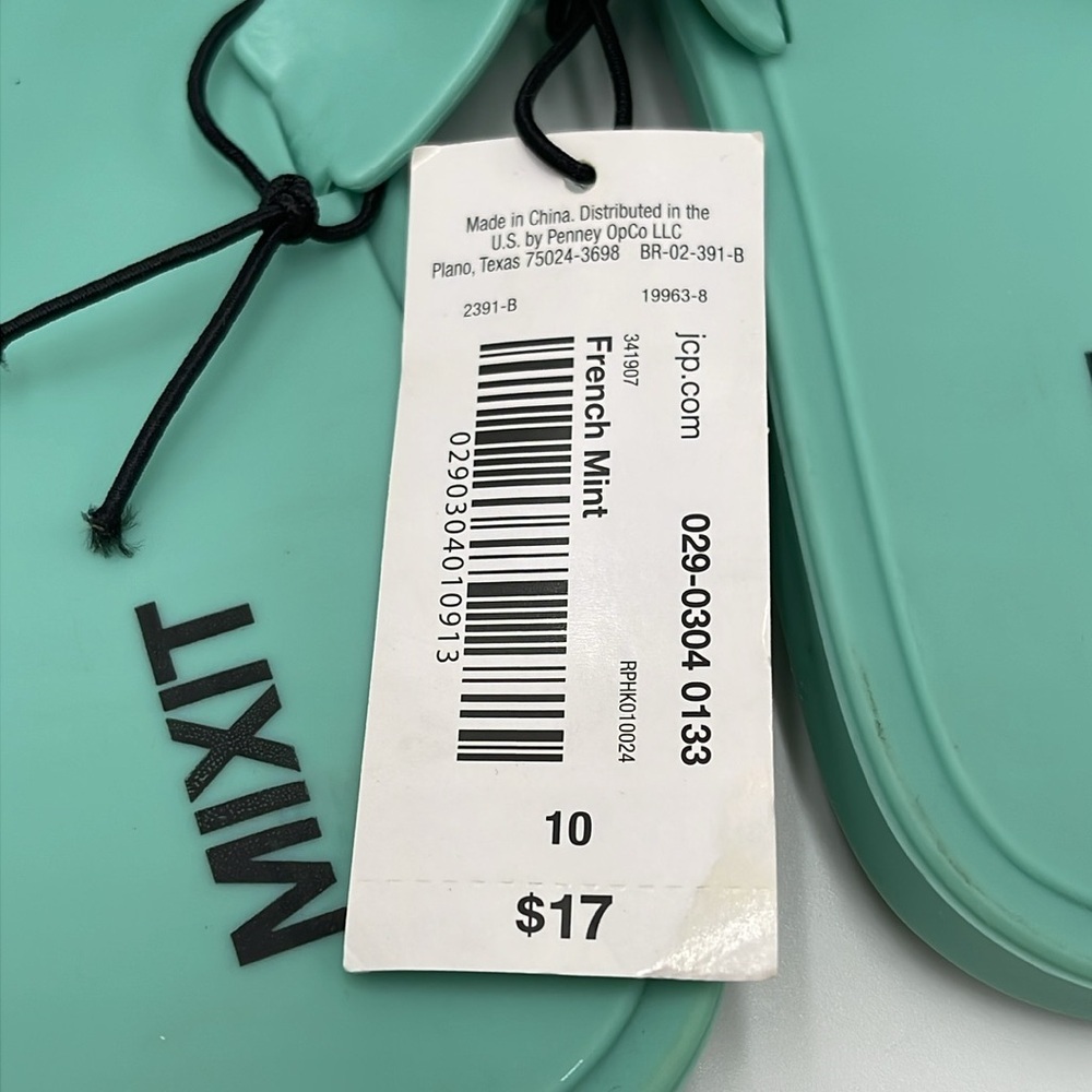 NWT Mixit Women’s Green Jelly Flip-Flops - Size 10 - Picture 7 of 7